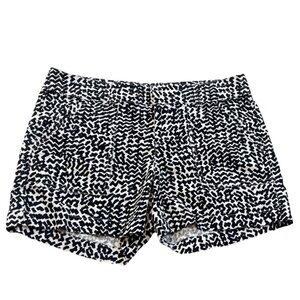 Banana Republic Cotton Patterned Chino Shorts Mid Rise Black White Sz 8 Pockets
